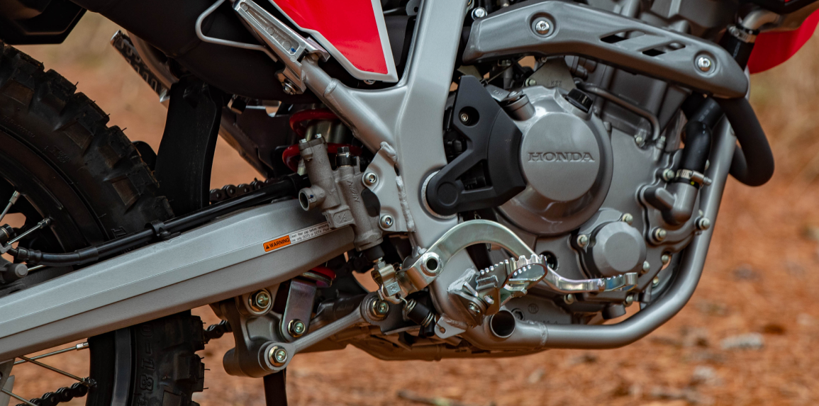 An engine close-up of the Honda CRF300L